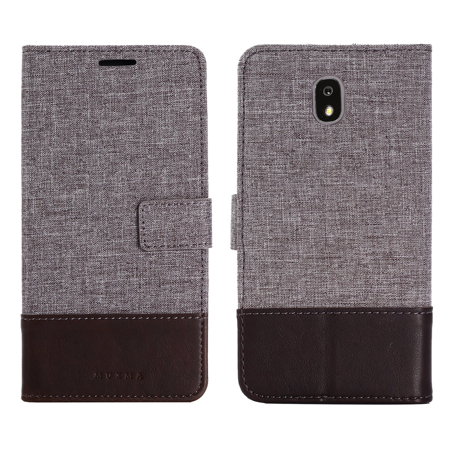 MUXMA PU Leather Canvas Splicing Wallet Stand Mobile Phone Case for Samsung Galaxy J5 (2017) EU Version / J5 Pro (2017)