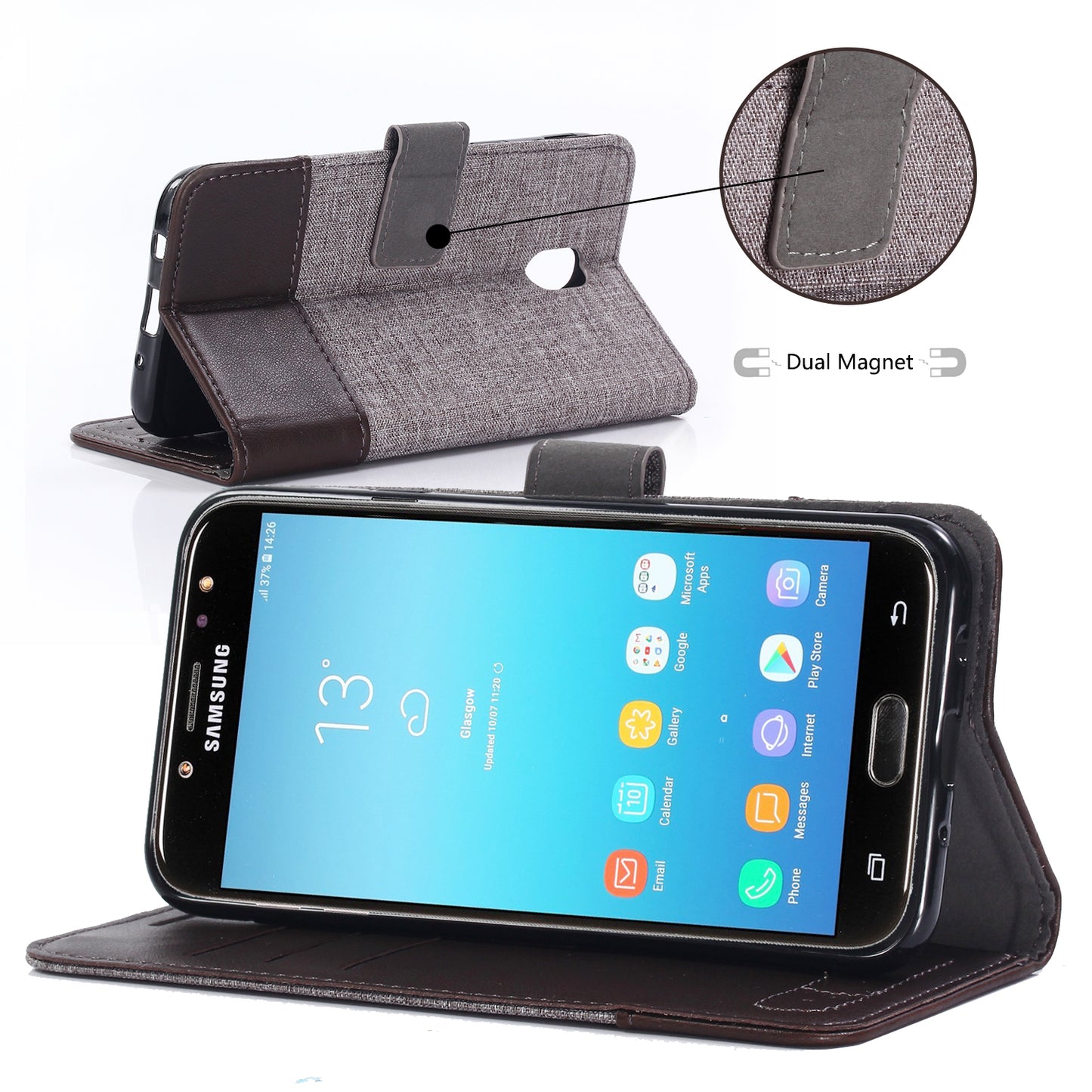 MUXMA PU Leather Canvas Splicing Wallet Stand Mobile Phone Case for Samsung Galaxy J5 (2017) EU Version / J5 Pro (2017)