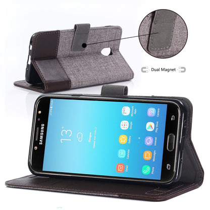MUXMA PU Leather Canvas Splicing Wallet Stand Mobile Phone Case for Samsung Galaxy J5 (2017) EU Version / J5 Pro (2017)