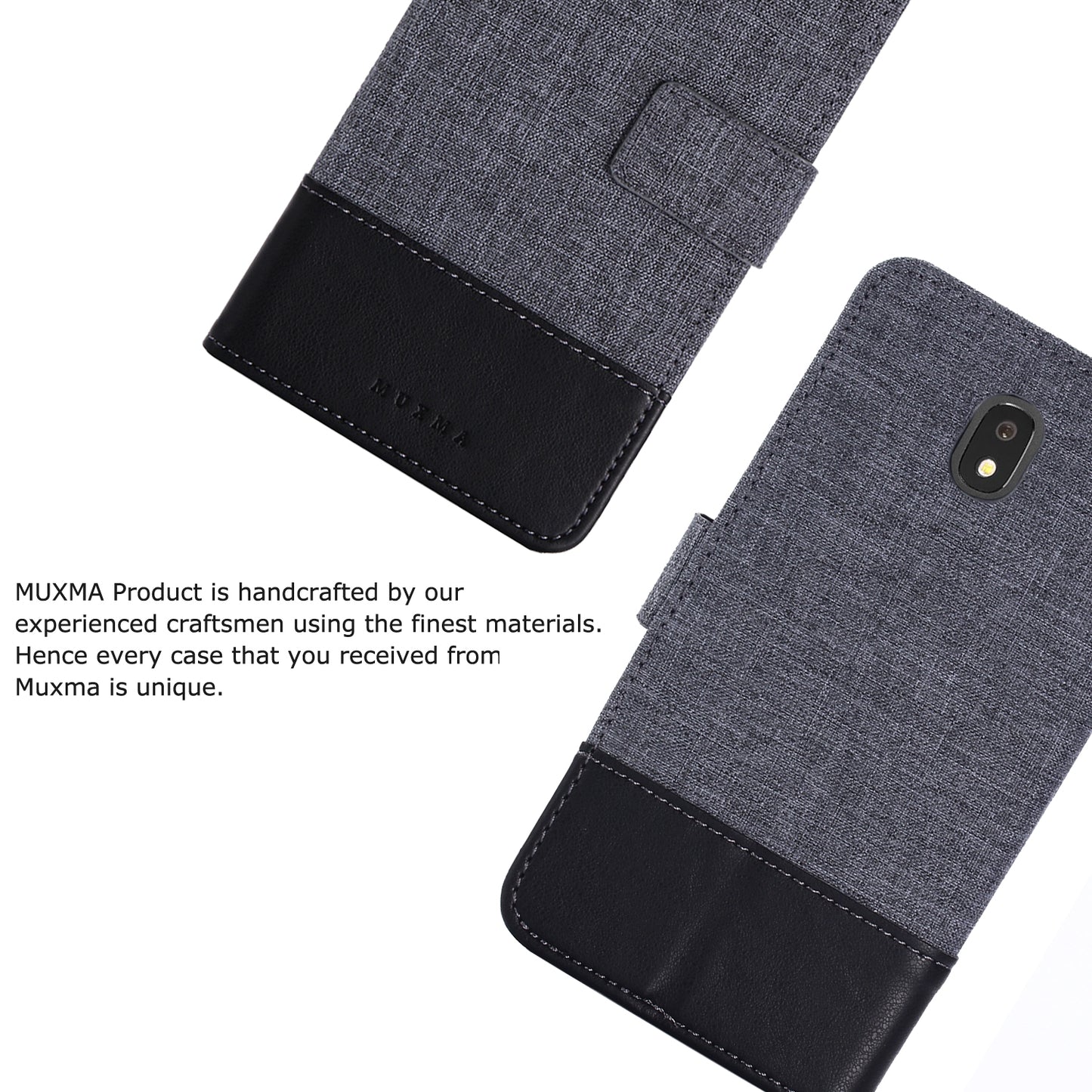 MUXMA PU Leather Canvas Splicing Wallet Stand Case for Samsung Galaxy J7 (2017) EU Version / J7 Pro (2017)