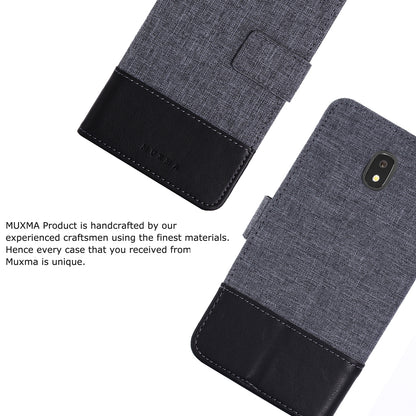 MUXMA PU Leather Canvas Splicing Wallet Stand Case for Samsung Galaxy J7 (2017) EU Version / J7 Pro (2017)