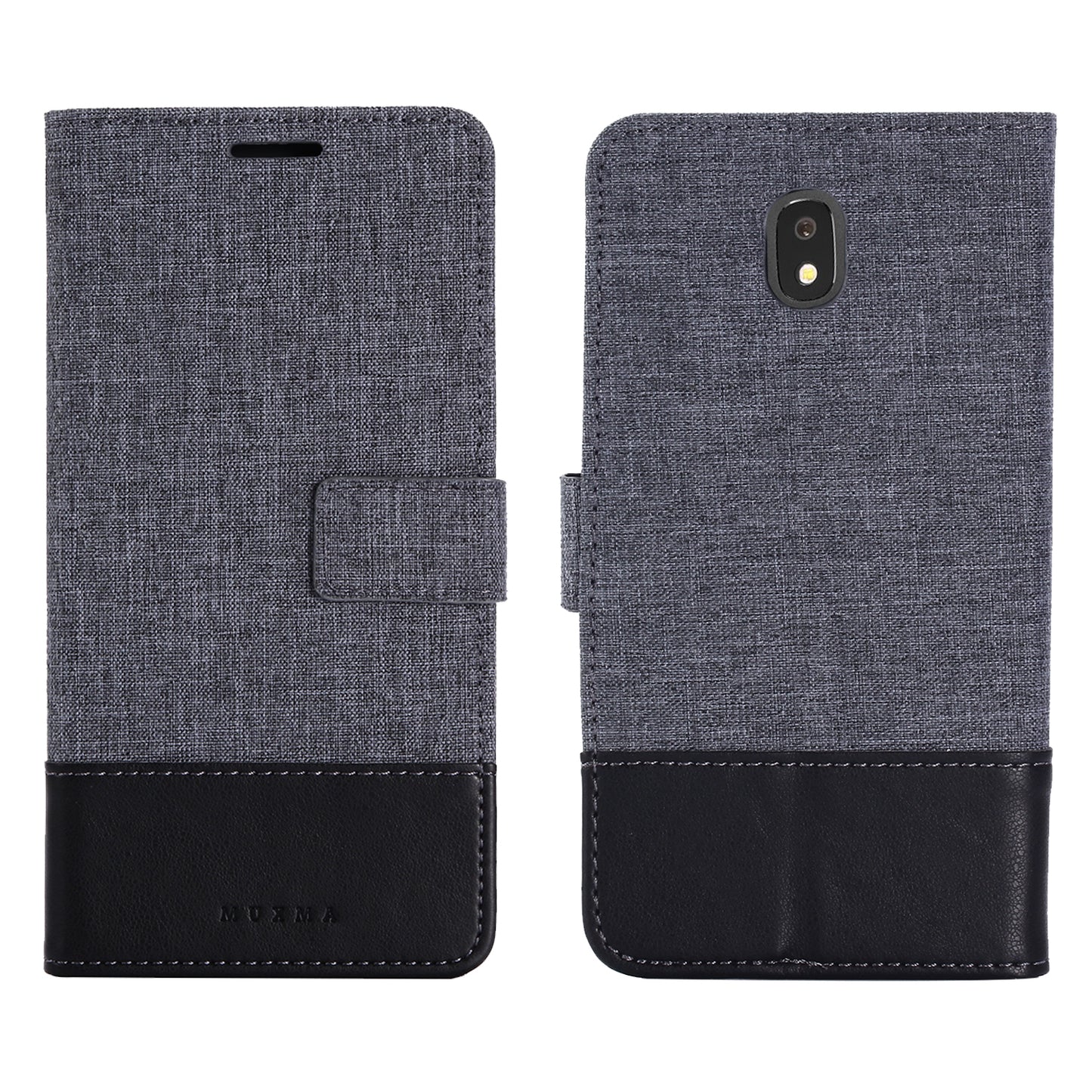 MUXMA PU Leather Canvas Splicing Wallet Stand Case for Samsung Galaxy J7 (2017) EU Version / J7 Pro (2017)