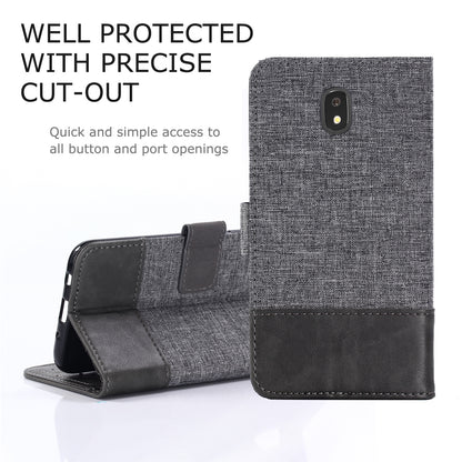 MUXMA PU Leather Canvas Splicing Wallet Stand Case for Samsung Galaxy J7 (2017) EU Version / J7 Pro (2017)