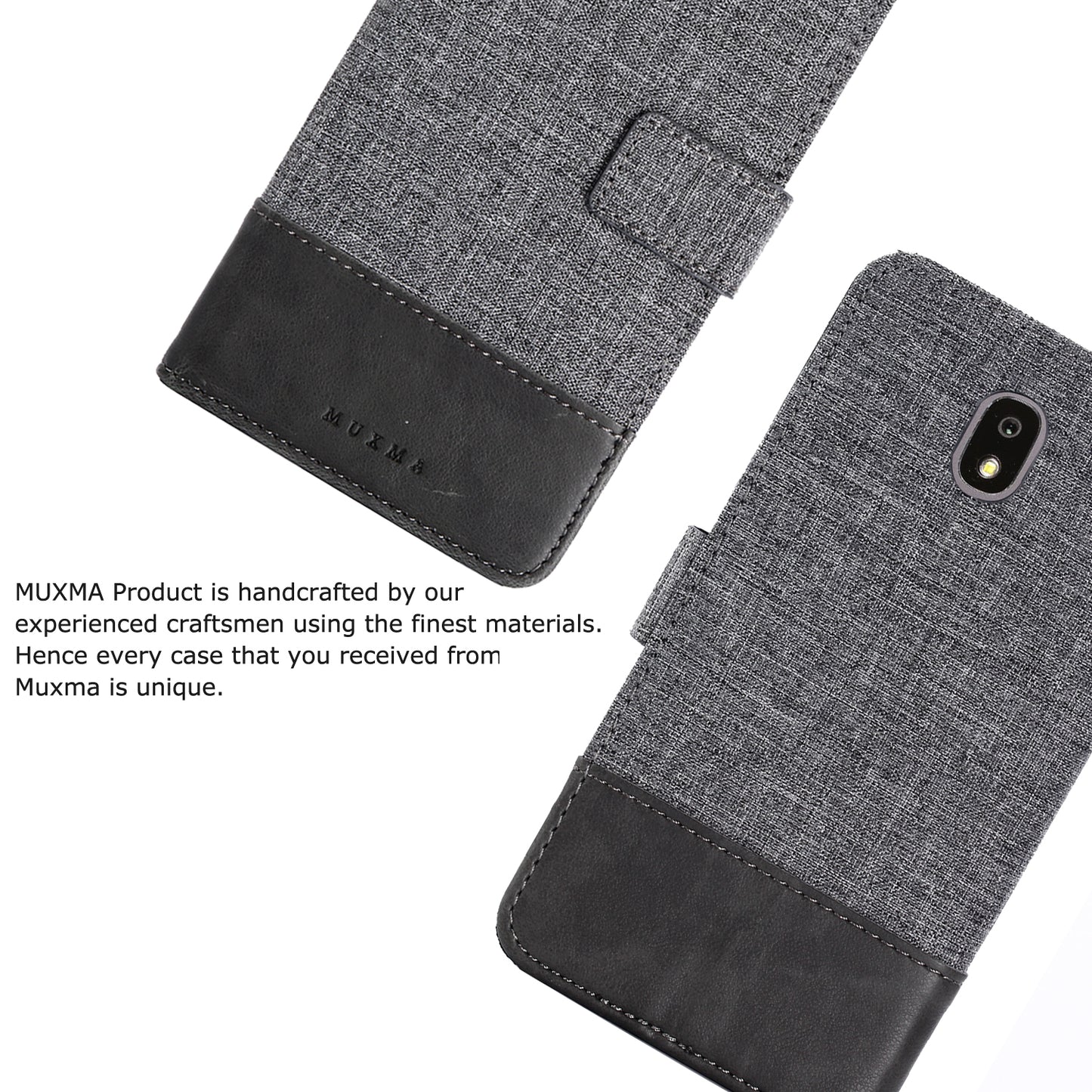 MUXMA PU Leather Canvas Splicing Wallet Stand Case for Samsung Galaxy J7 (2017) EU Version / J7 Pro (2017)