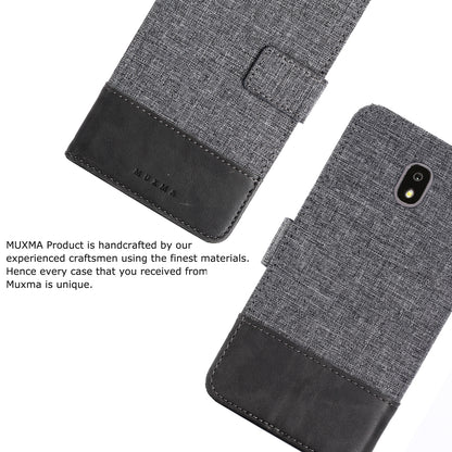 MUXMA PU Leather Canvas Splicing Wallet Stand Case for Samsung Galaxy J7 (2017) EU Version / J7 Pro (2017)