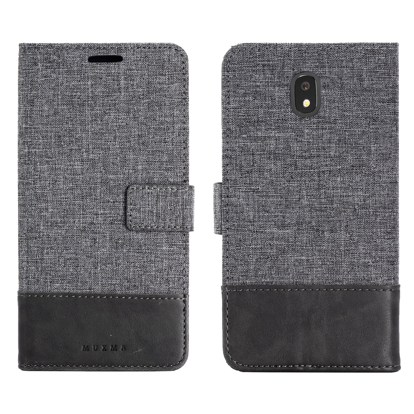 MUXMA PU Leather Canvas Splicing Wallet Stand Case for Samsung Galaxy J7 (2017) EU Version / J7 Pro (2017)
