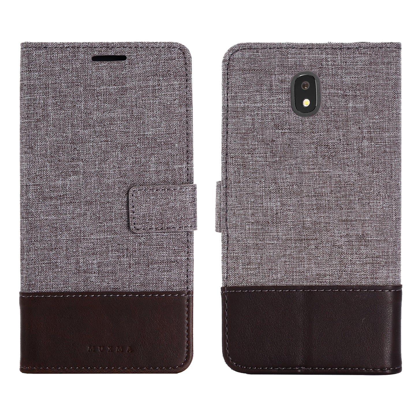 MUXMA PU Leather Canvas Splicing Wallet Stand Case for Samsung Galaxy J7 (2017) EU Version / J7 Pro (2017)