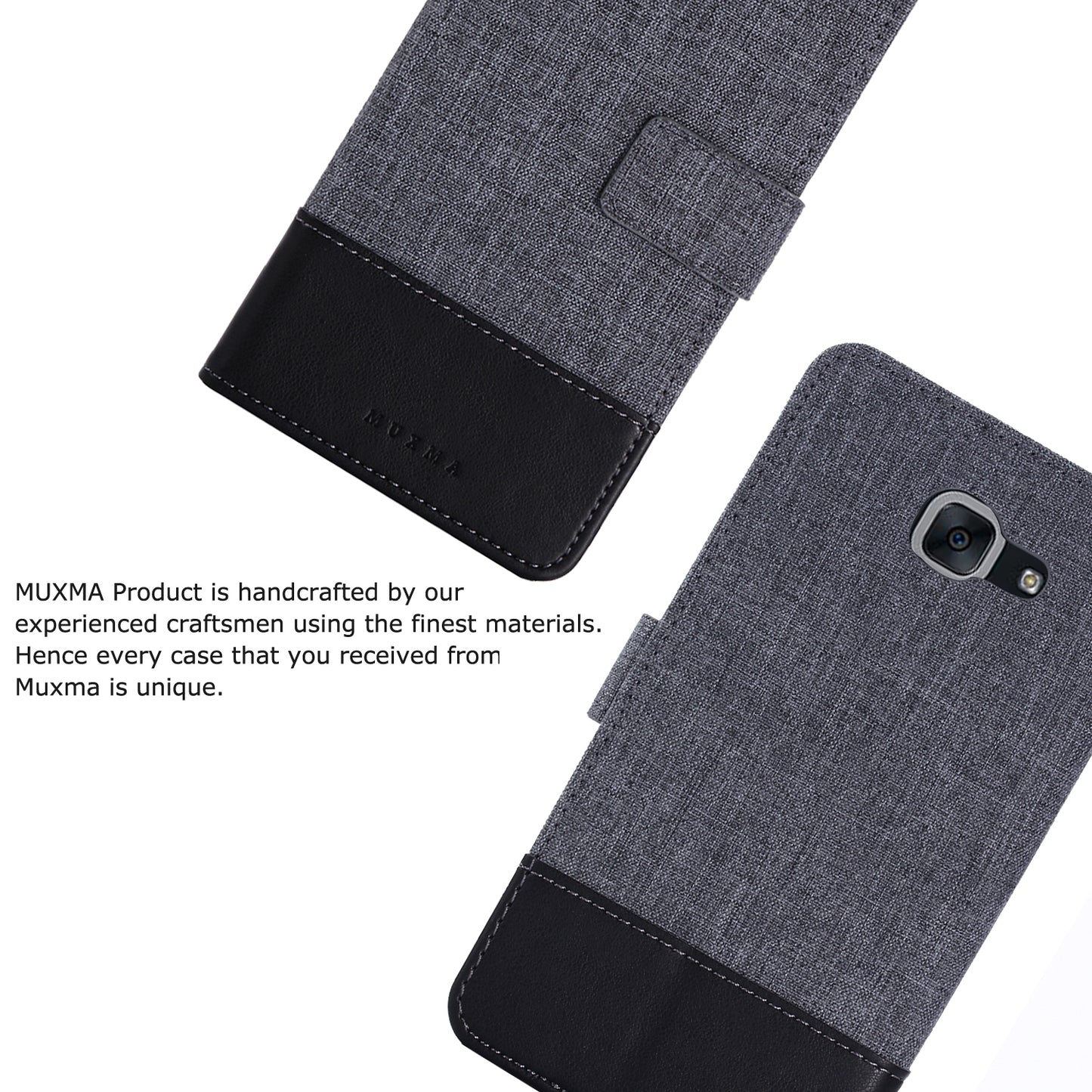 MUXMA Leather Canvas Splicing Stand Mobile Phone Case for 	Samsung Galaxy J7 Max