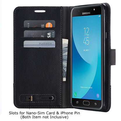 MUXMA Leather Canvas Splicing Stand Mobile Phone Case for 	Samsung Galaxy J7 Max