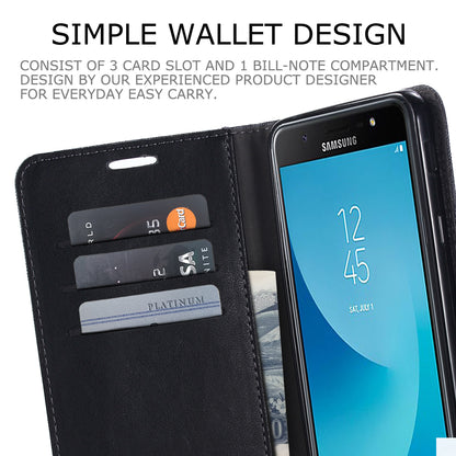MUXMA Leather Canvas Splicing Stand Mobile Phone Case for 	Samsung Galaxy J7 Max