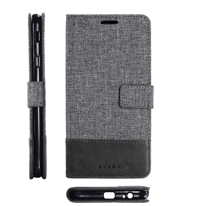 MUXMA Leather Canvas Splicing Stand Mobile Phone Case for 	Samsung Galaxy J7 Max
