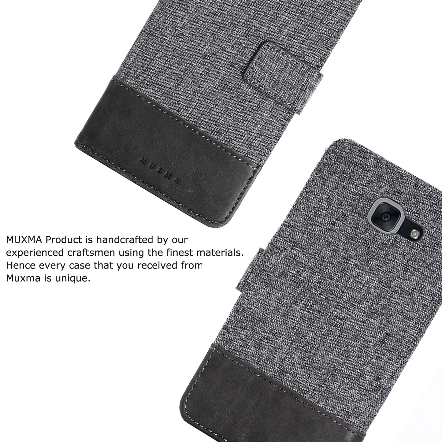 MUXMA Leather Canvas Splicing Stand Mobile Phone Case for 	Samsung Galaxy J7 Max