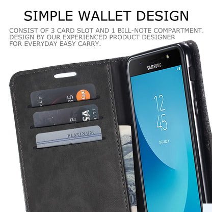 MUXMA Leather Canvas Splicing Stand Mobile Phone Case for 	Samsung Galaxy J7 Max