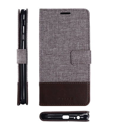 MUXMA Leather Canvas Splicing Stand Mobile Phone Case for 	Samsung Galaxy J7 Max