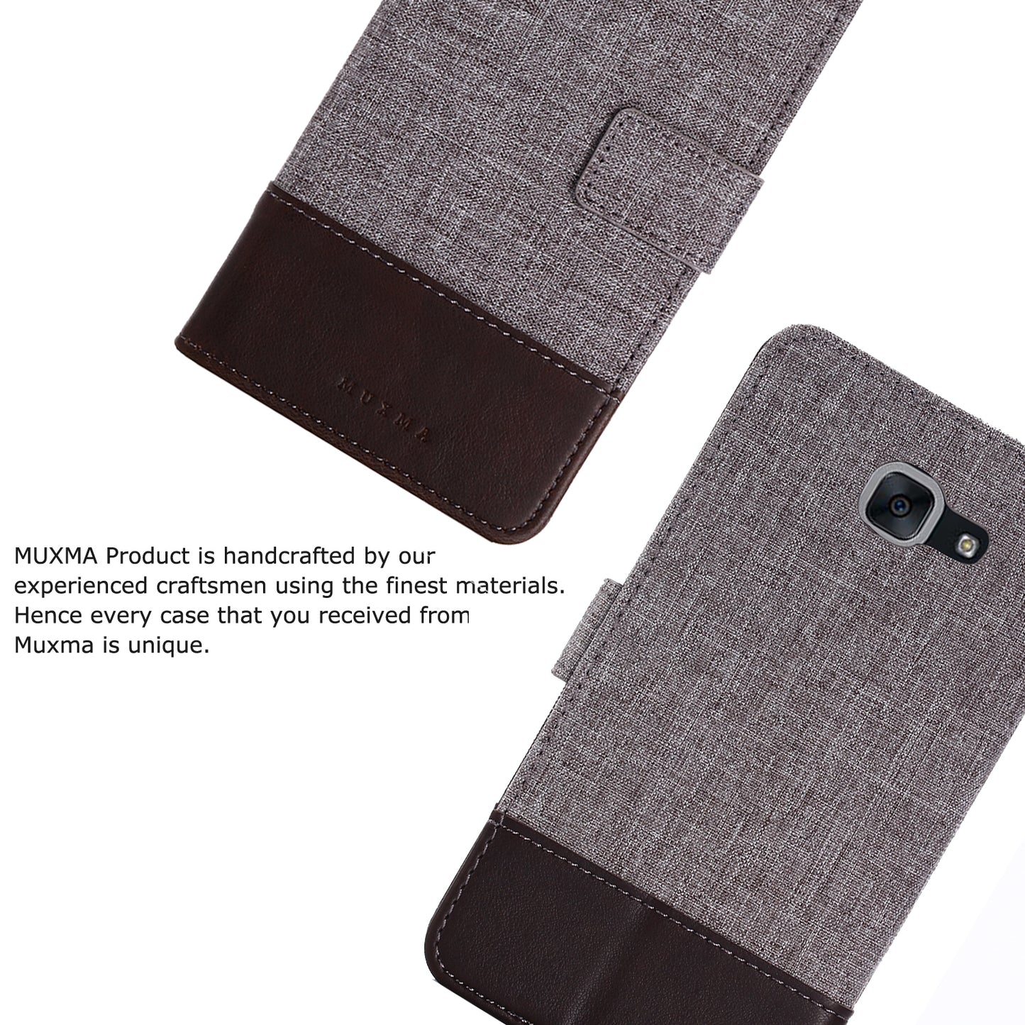 MUXMA Leather Canvas Splicing Stand Mobile Phone Case for 	Samsung Galaxy J7 Max