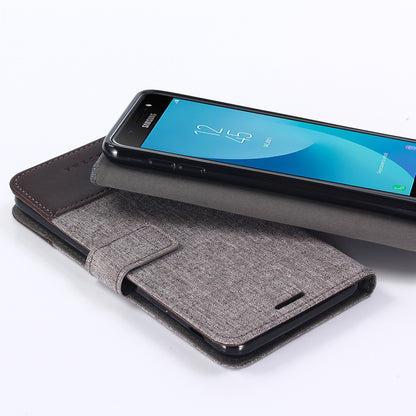 MUXMA Leather Canvas Splicing Stand Mobile Phone Case for 	Samsung Galaxy J7 Max