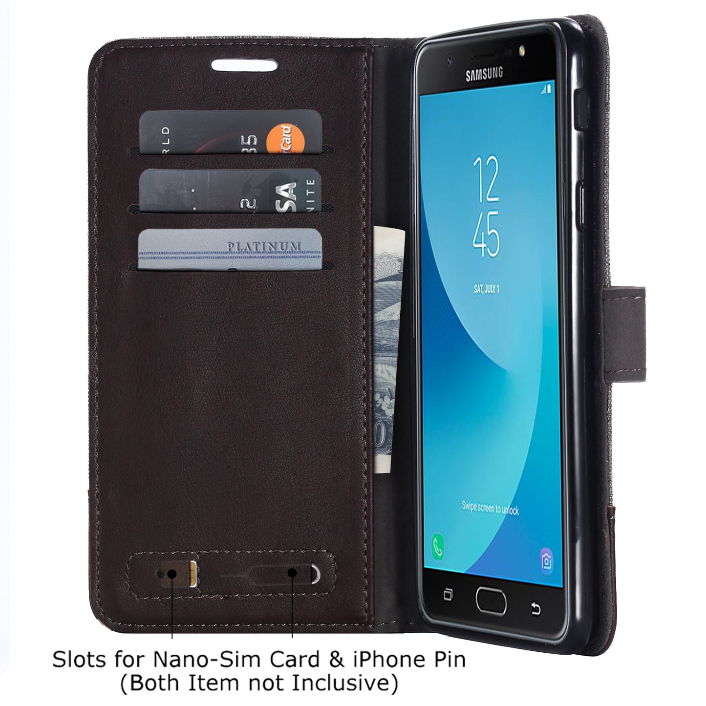 MUXMA Leather Canvas Splicing Stand Mobile Phone Case for 	Samsung Galaxy J7 Max