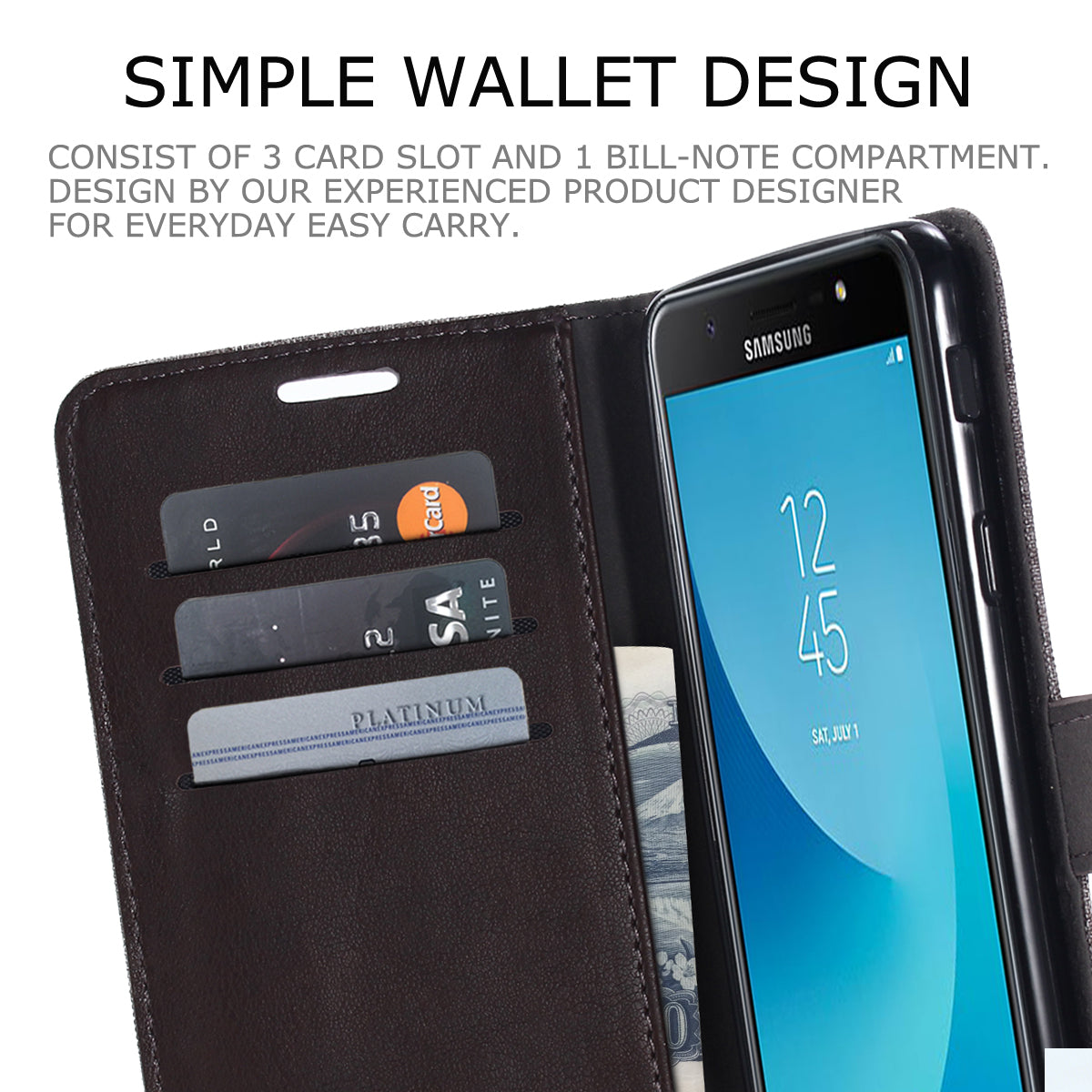 MUXMA Leather Canvas Splicing Stand Mobile Phone Case for 	Samsung Galaxy J7 Max
