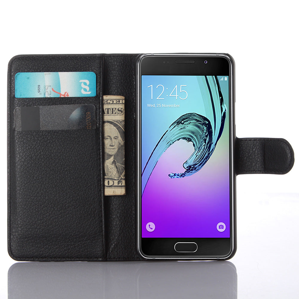 Litchi Wallet Leather Phone Case for Samsung Galaxy A3 SM-A310F with Stand