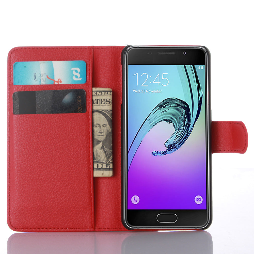Litchi Wallet Leather Phone Case for Samsung Galaxy A3 SM-A310F with Stand
