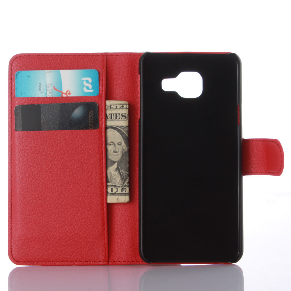 Litchi Wallet Leather Phone Case for Samsung Galaxy A3 SM-A310F with Stand
