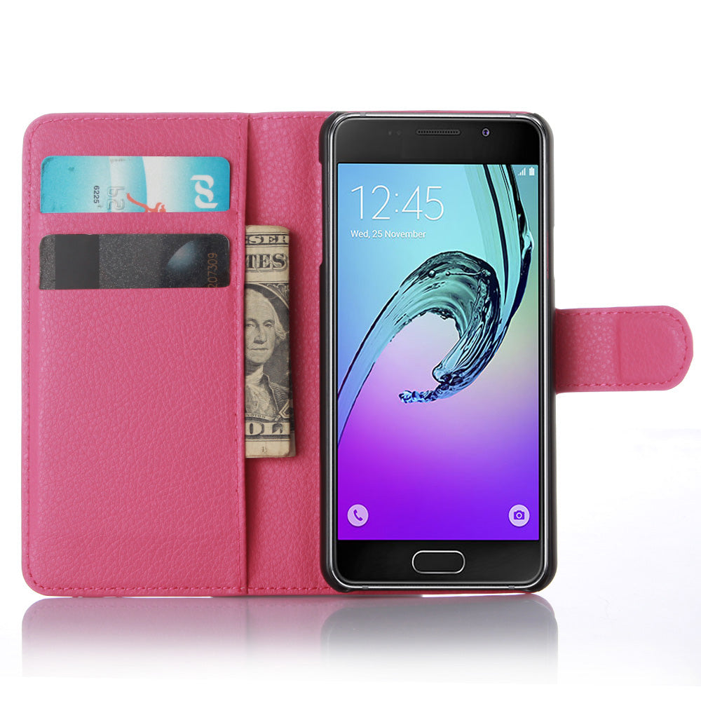 Litchi Wallet Leather Phone Case for Samsung Galaxy A3 SM-A310F with Stand