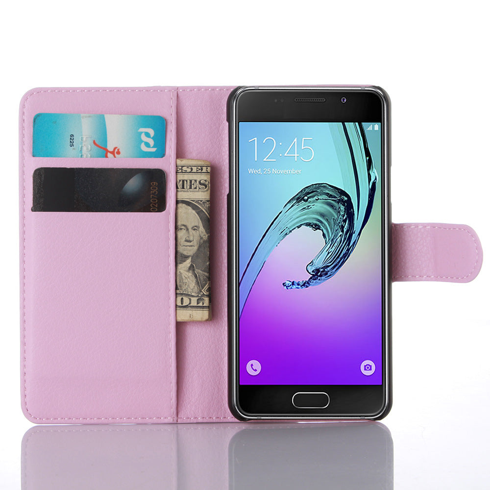 Litchi Wallet Leather Phone Case for Samsung Galaxy A3 SM-A310F with Stand