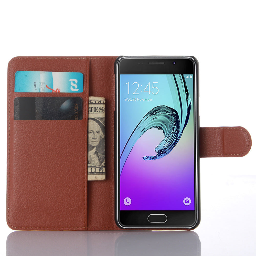 Litchi Wallet Leather Phone Case for Samsung Galaxy A3 SM-A310F with Stand