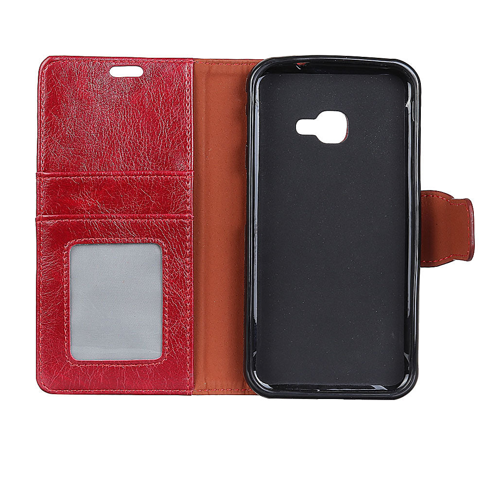 For Samsung Galaxy Xcover 4 Textured Split Leather Stand Phone Case Phone Cover