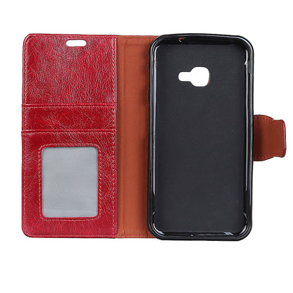 For Samsung Galaxy Xcover 4 Textured Split Leather Stand Phone Case Phone Cover