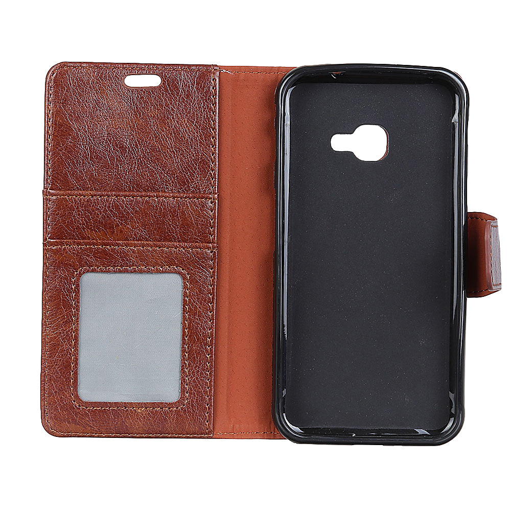 For Samsung Galaxy Xcover 4 Textured Split Leather Stand Phone Case Phone Cover