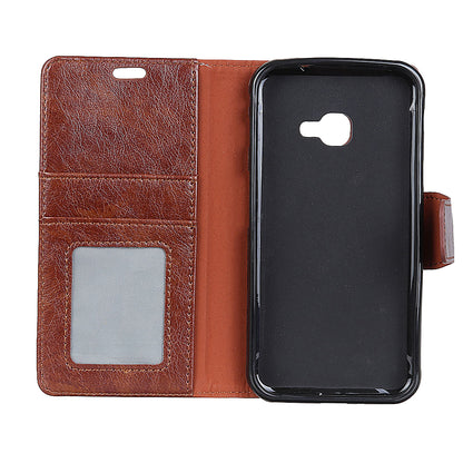 For Samsung Galaxy Xcover 4 Textured Split Leather Stand Phone Case Phone Cover