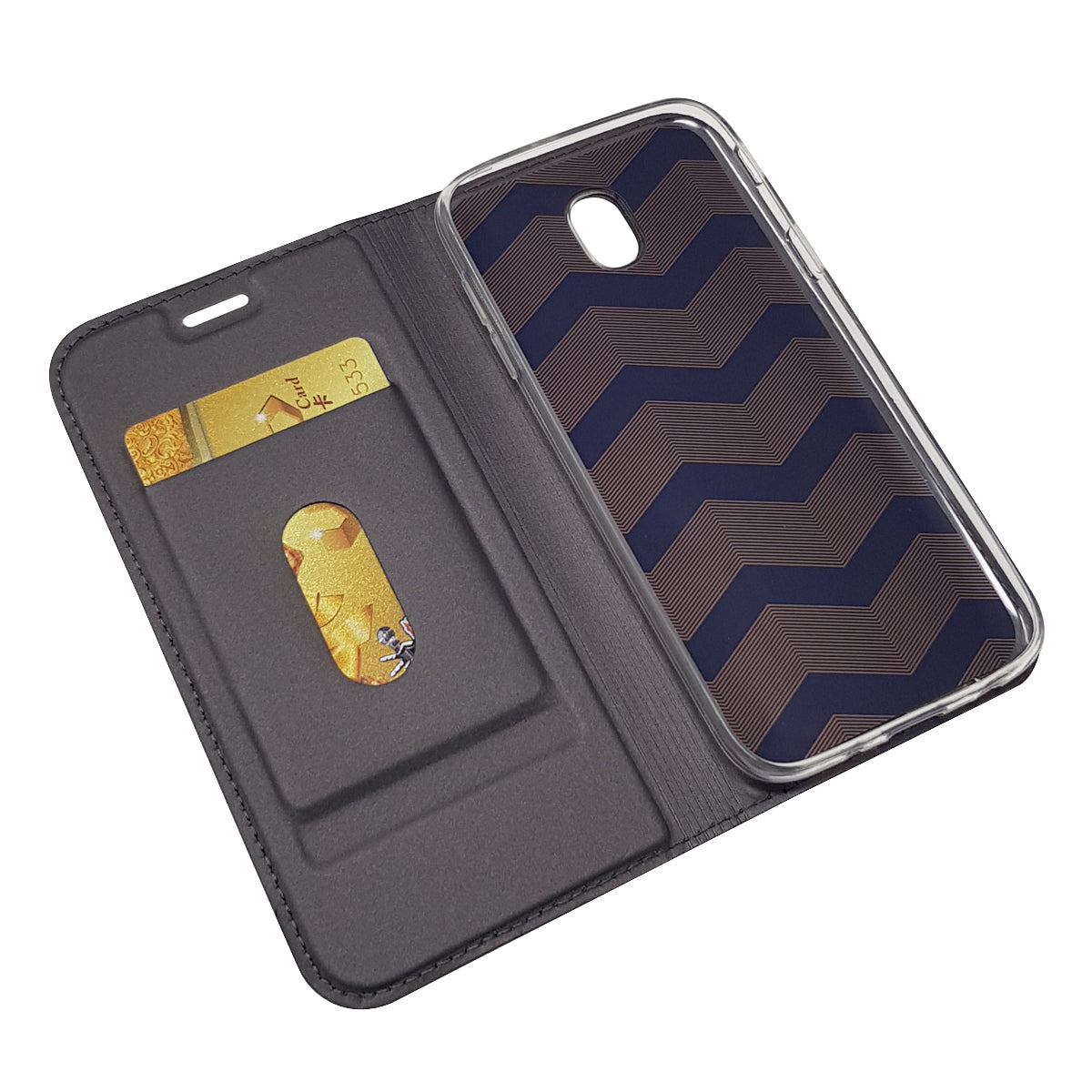 Auto-absorbed Card Holder Leather Stand Case for Samsung Galaxy J5 (2017) EU Version/J5 Pro (2017)