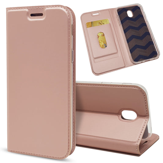 Auto-absorbed Card Holder Leather Stand Case for Samsung Galaxy J5 (2017) EU Version/J5 Pro (2017)
