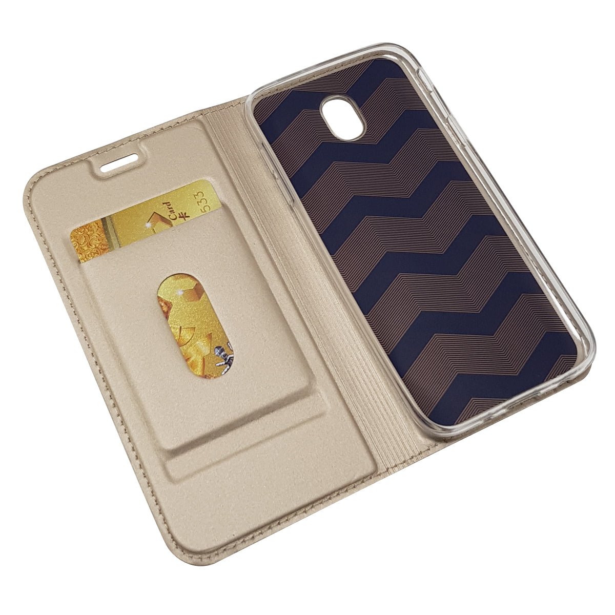 Auto-absorbed Card Holder Leather Stand Case for Samsung Galaxy J5 (2017) EU Version/J5 Pro (2017)