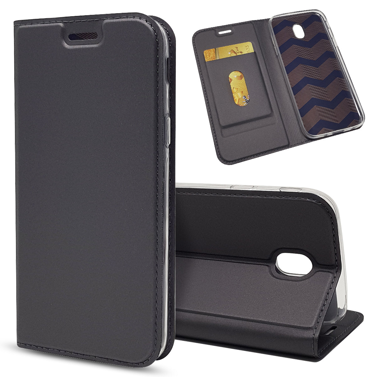 Magnetic Leather Card Holder Case for Samsung Galaxy J7 (2017) / J7 Pro (2017) EU Version