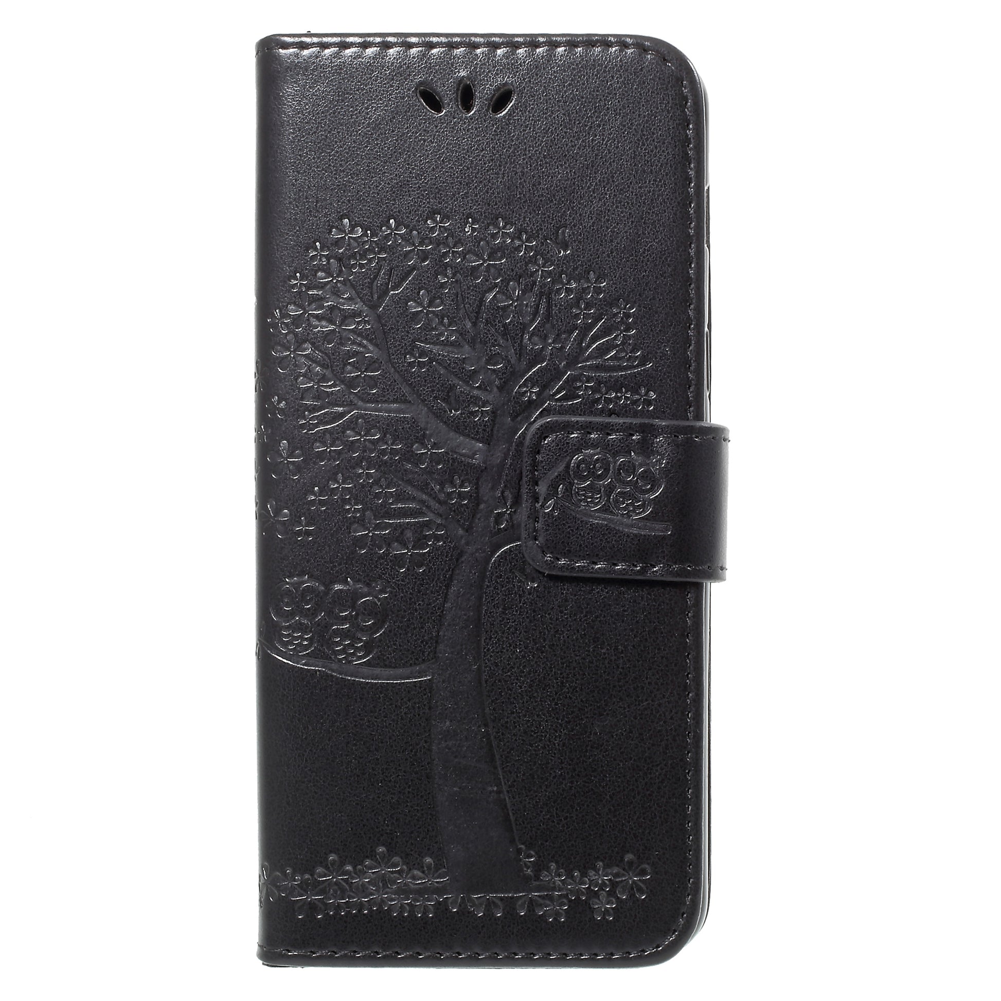 Imprint Tree and Owls Wallet PU Leather Case for Samsung Galaxy A8 (2018)
