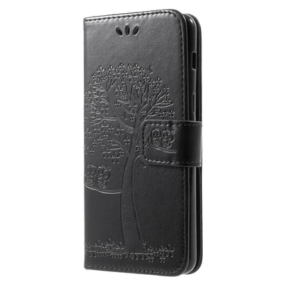 Imprint Tree and Owls Wallet PU Leather Case for Samsung Galaxy A8 (2018)