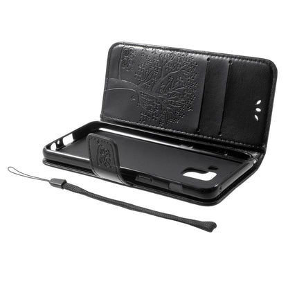 Imprint Tree and Owls Wallet PU Leather Case for Samsung Galaxy A8 (2018)