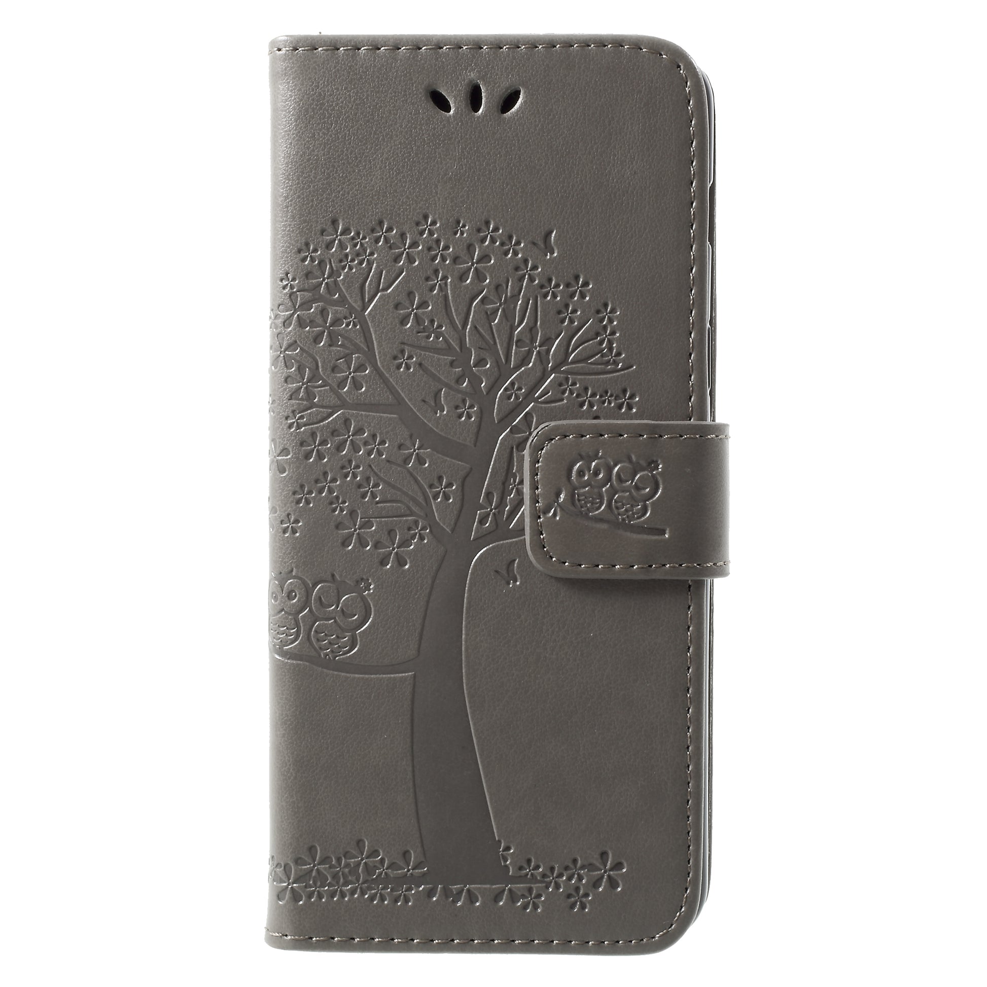 Imprint Tree and Owls Wallet PU Leather Case for Samsung Galaxy A8 (2018)