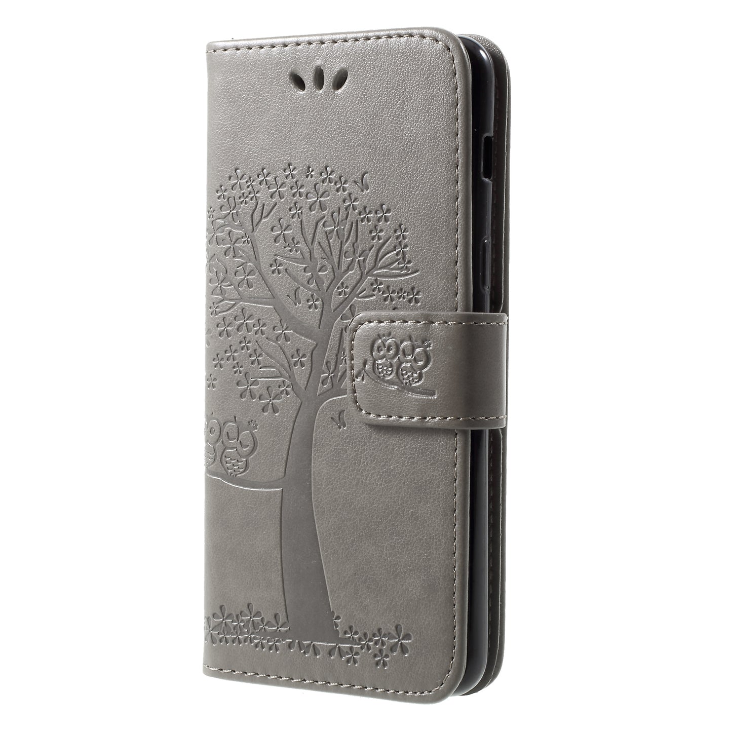 Imprint Tree and Owls Wallet PU Leather Case for Samsung Galaxy A8 (2018)