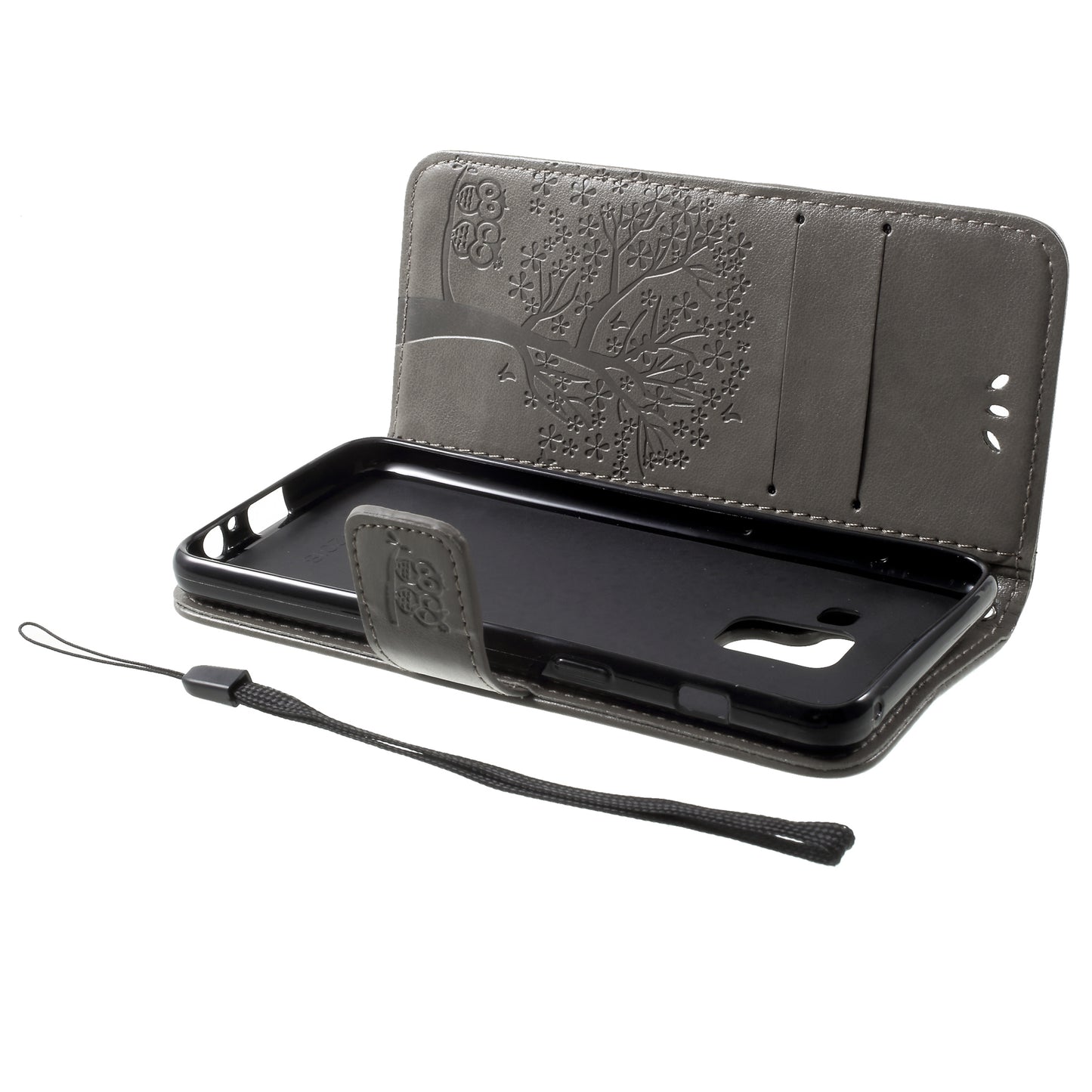 Imprint Tree and Owls Wallet PU Leather Case for Samsung Galaxy A8 (2018)