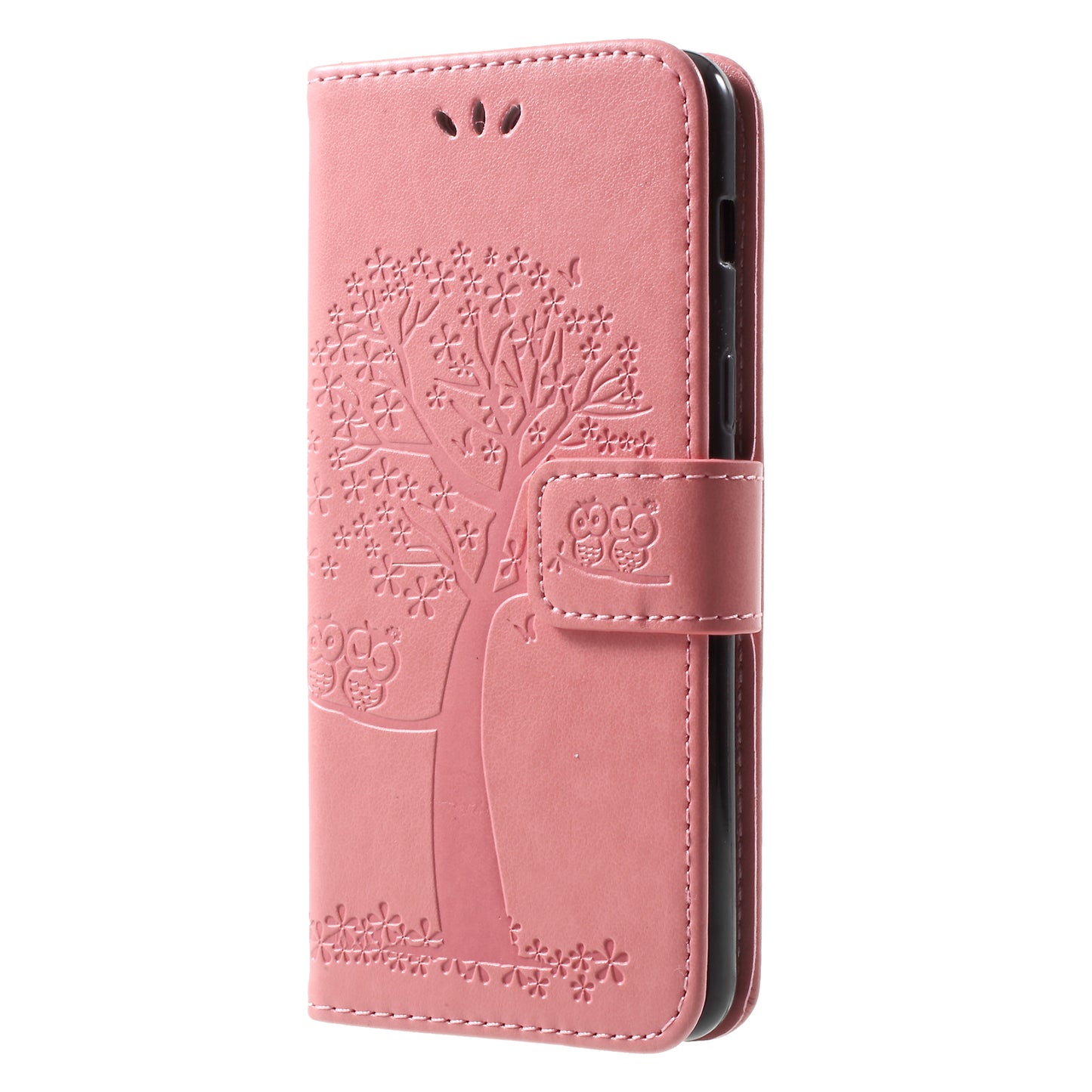 Imprint Tree and Owls Wallet PU Leather Case for Samsung Galaxy A8 (2018)