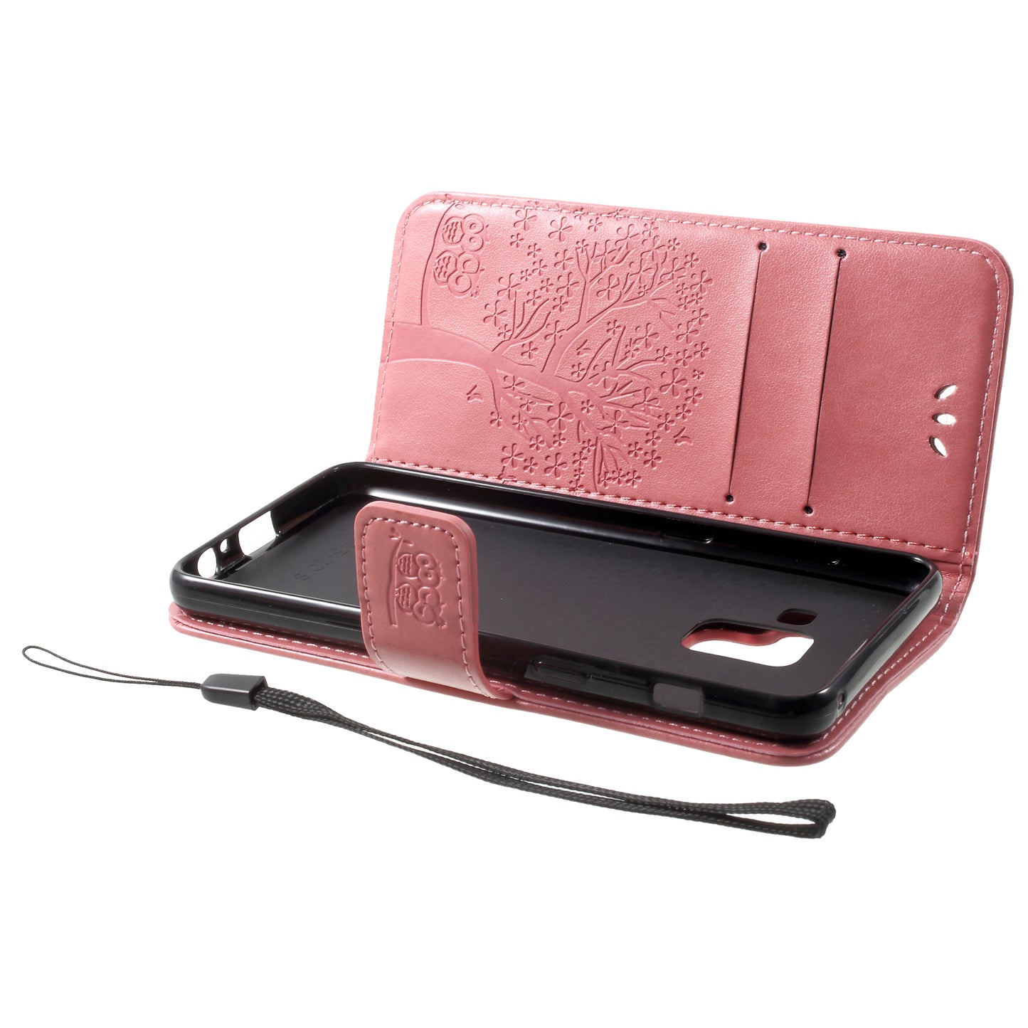 Imprint Tree and Owls Wallet PU Leather Case for Samsung Galaxy A8 (2018)