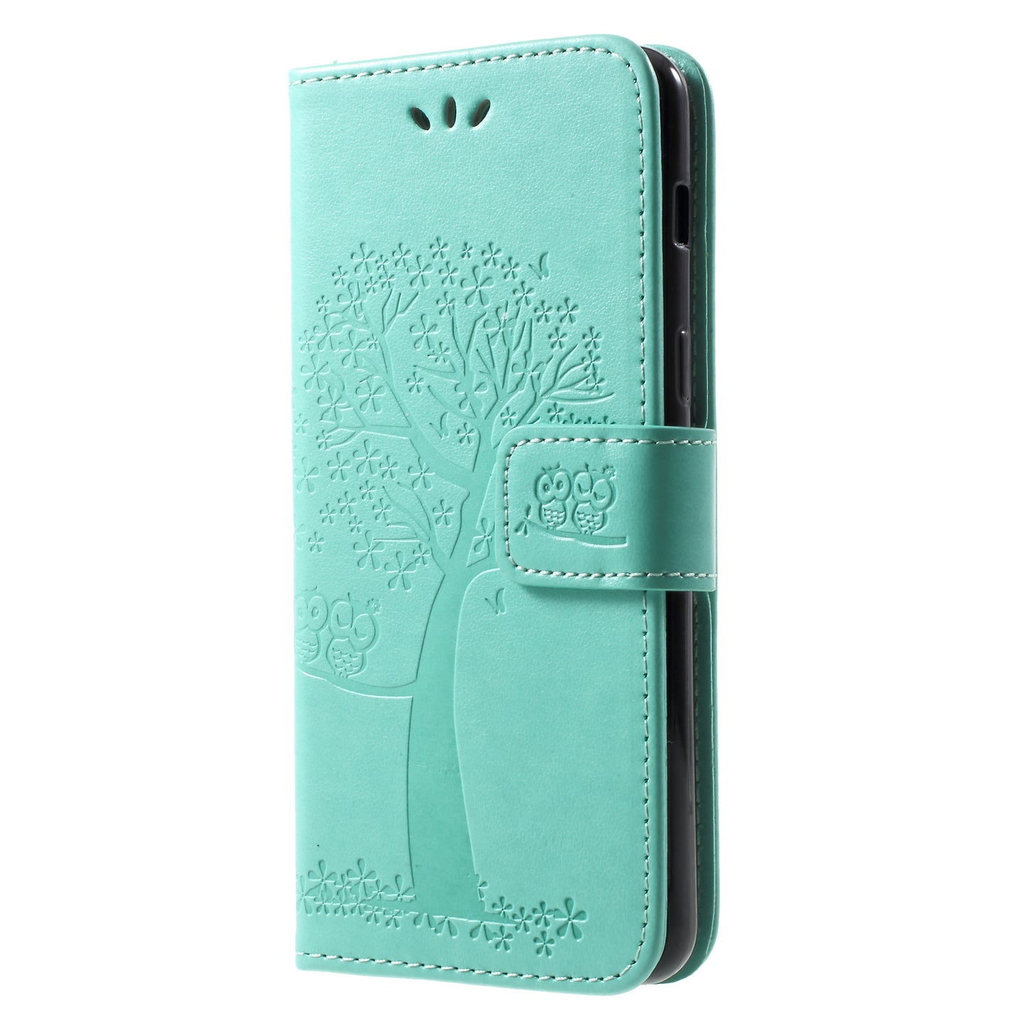 Imprint Tree and Owls Wallet PU Leather Case for Samsung Galaxy A8 (2018)