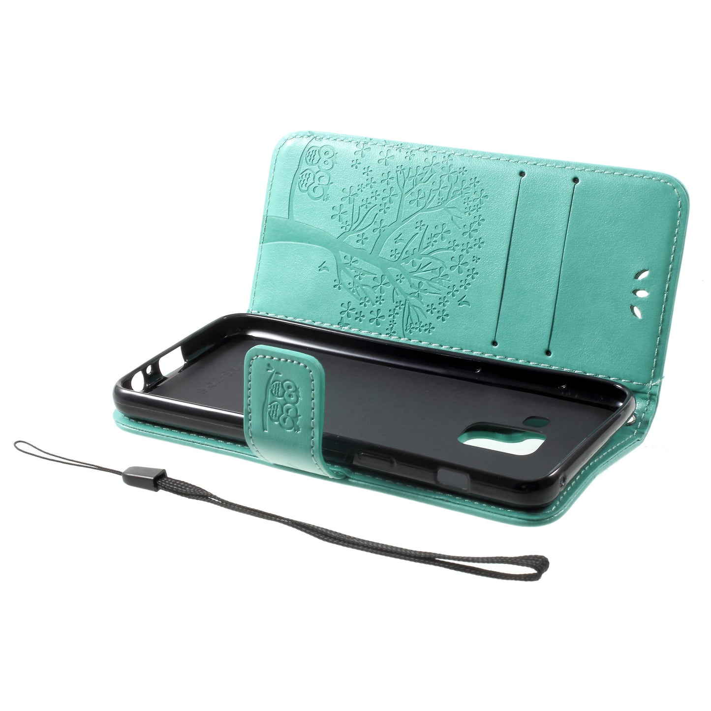 Imprint Tree and Owls Wallet PU Leather Case for Samsung Galaxy A8 (2018)
