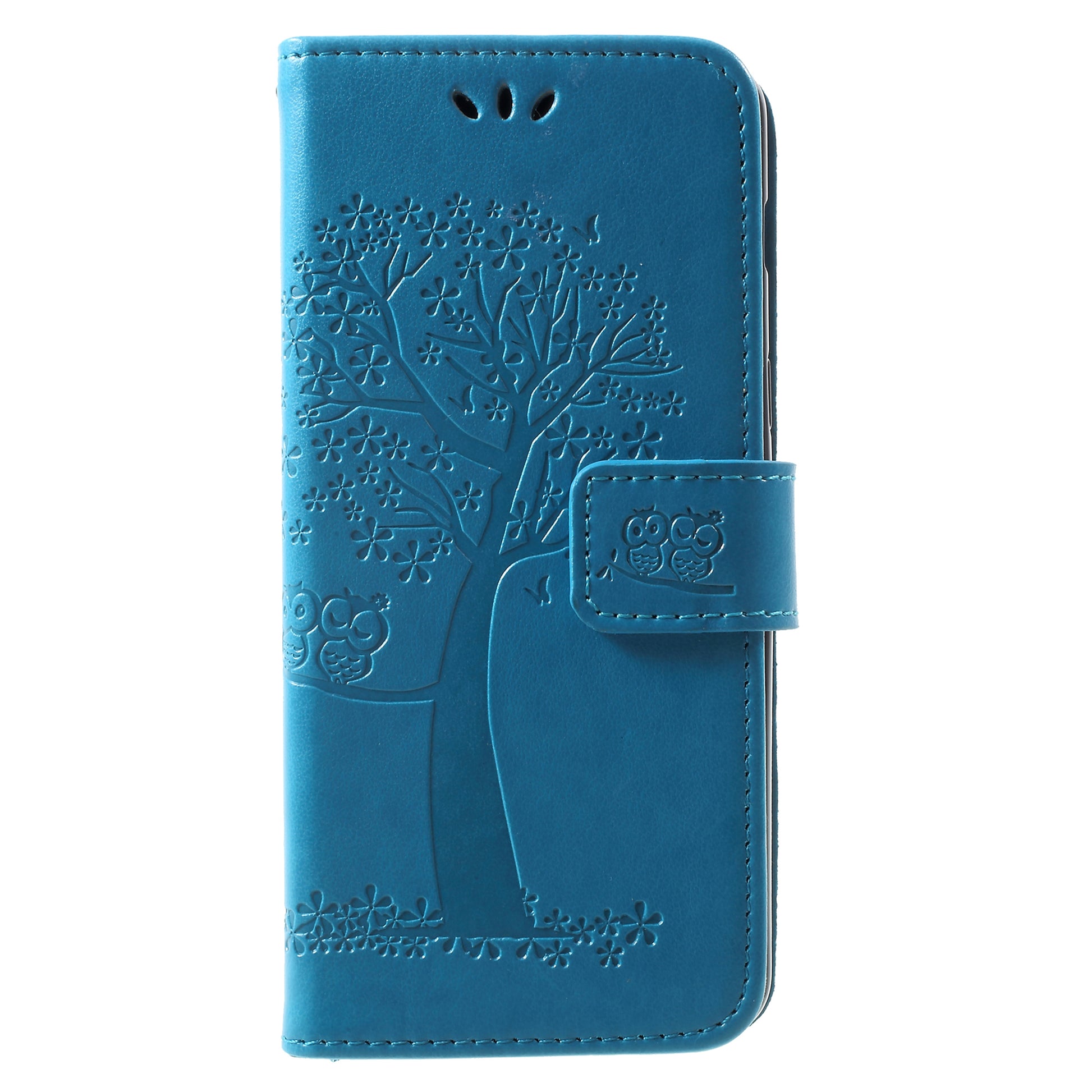 Imprint Tree and Owls Wallet PU Leather Case for Samsung Galaxy A8 (2018)