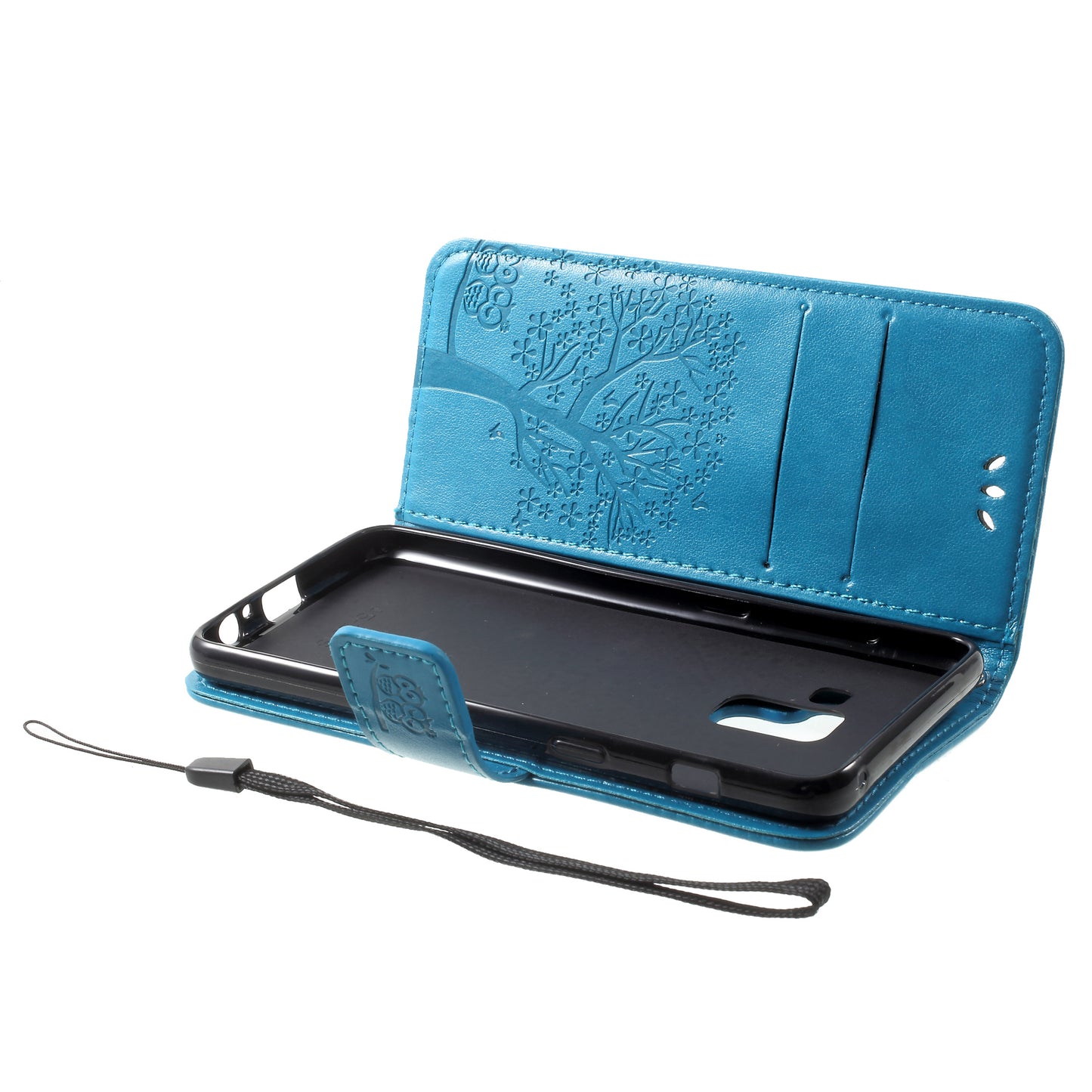 Imprint Tree and Owls Wallet PU Leather Case for Samsung Galaxy A8 (2018)