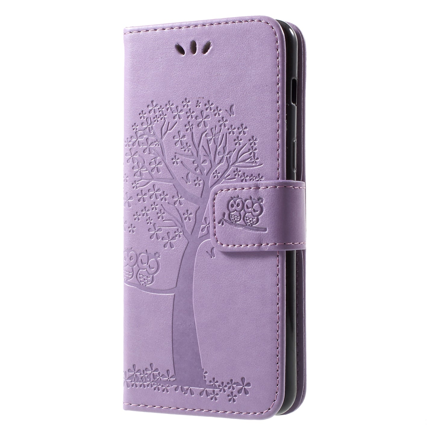 Imprint Tree and Owls Wallet PU Leather Case for Samsung Galaxy A8 (2018)