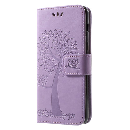 Imprint Tree and Owls Wallet PU Leather Case for Samsung Galaxy A8 (2018)